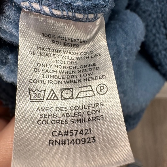 LOFT Blue‎ Sherpa Hoodie Womens Size L Gold Zipper Long Sleeve Comfy Pullover - Picture 3 of 5